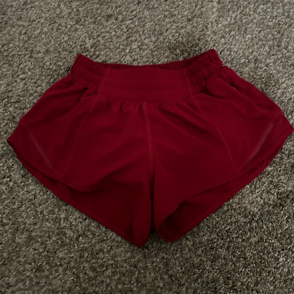 Lululemon Hotty Hot Low Rise 2.5” Red Shorts